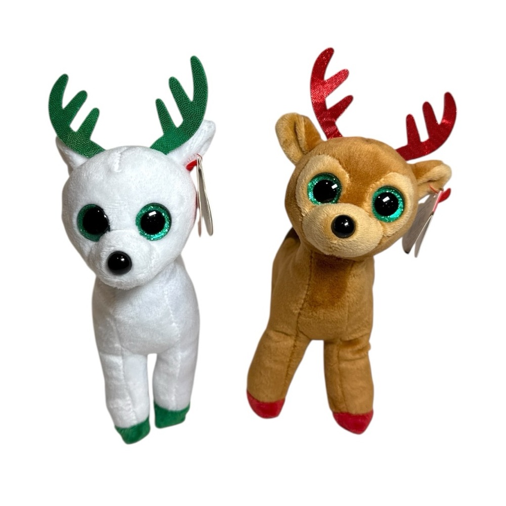 TY Beanie Babies Christmas Reindeer Set - Peppermint & Tinsel